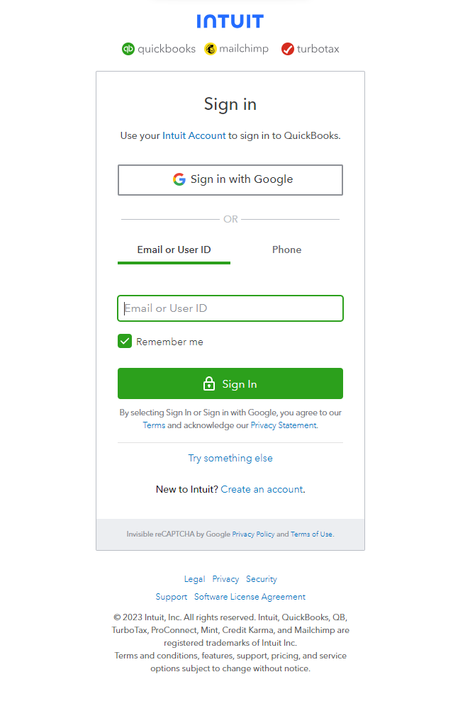 quickbooks online login