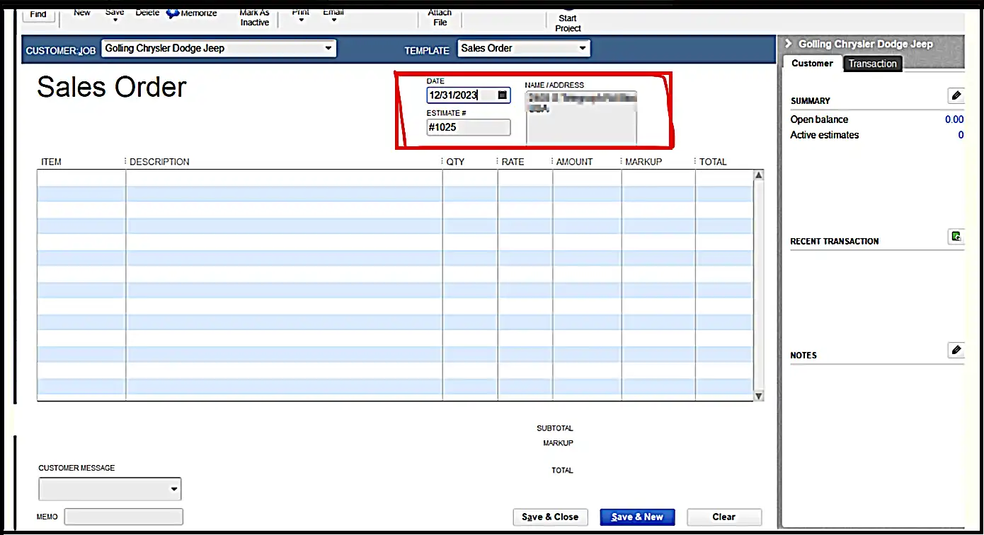 Adding Date, Estimate Number, and Address