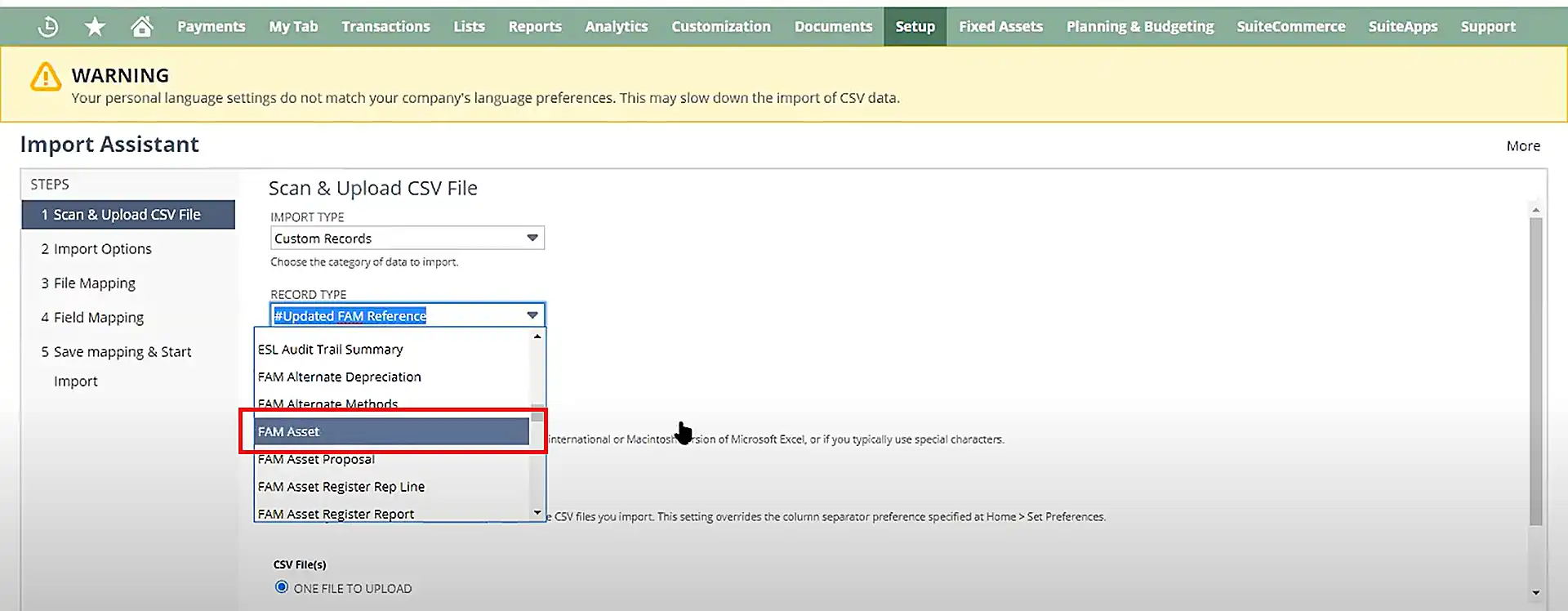 Importing Existing Asset Data into NetSuite