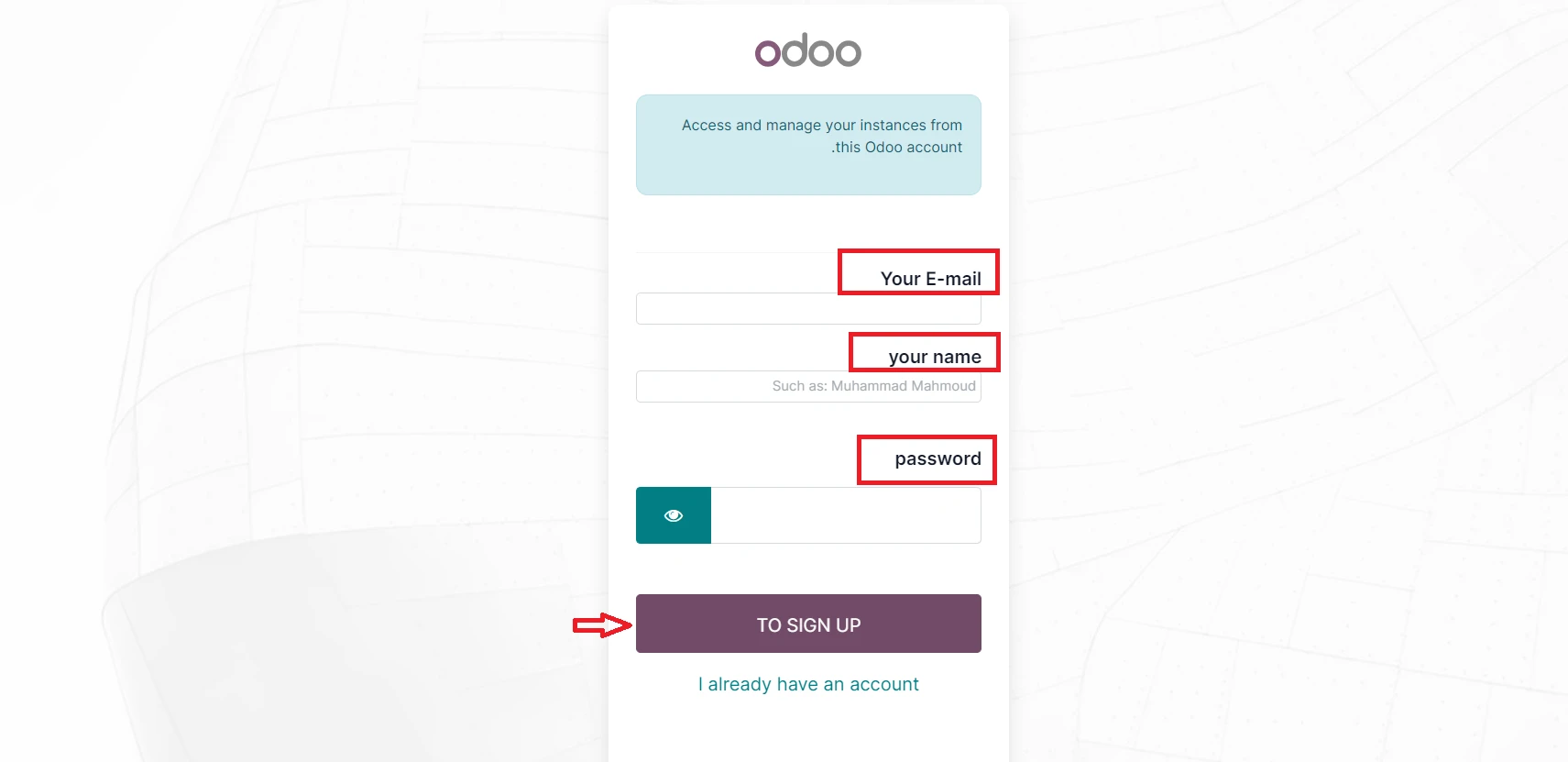 signup to odoo 17