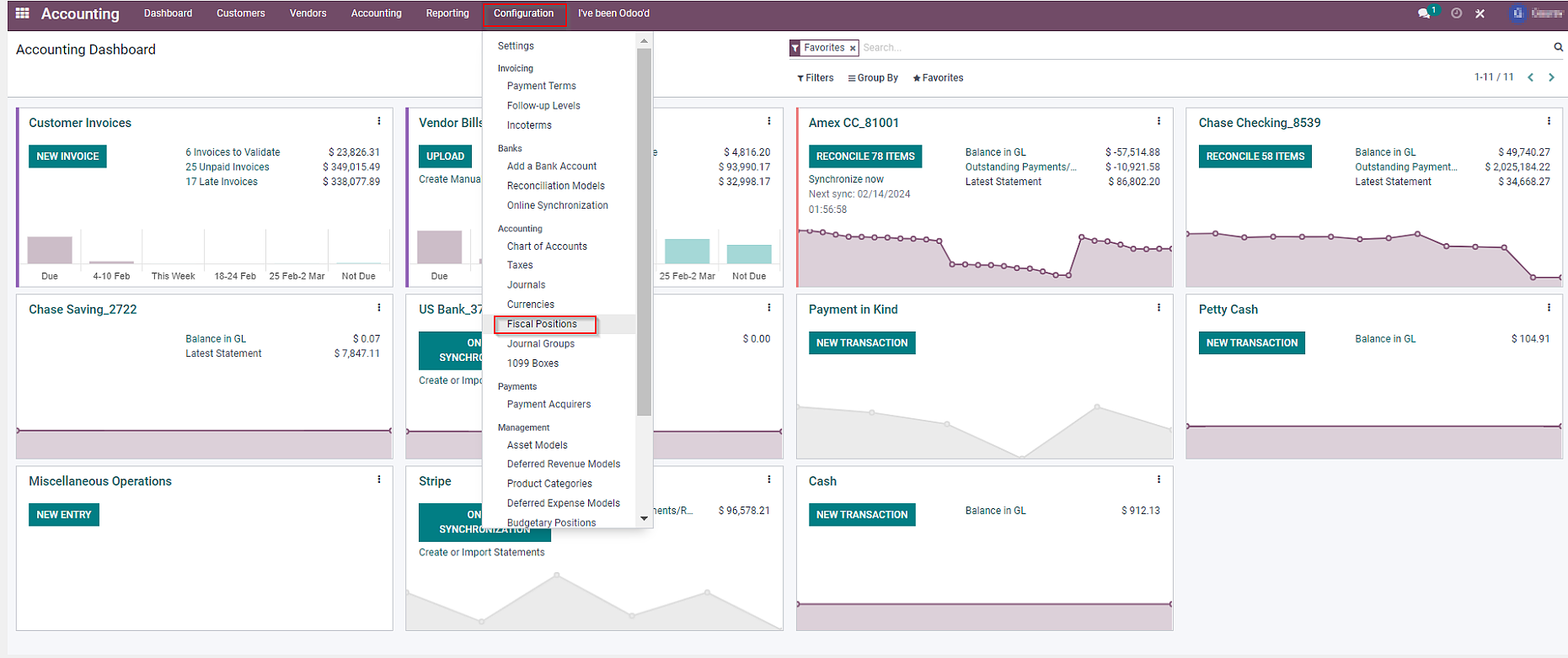 chart of accounts odoo Navigate to the “Fiscal Positions” tab by clicking on “Configuration”