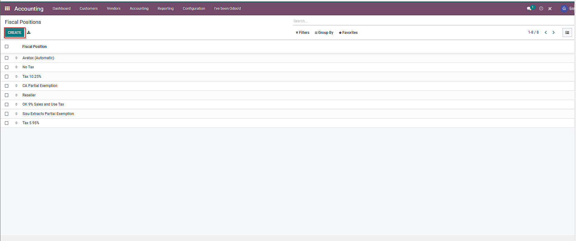 chart of accounts odoo Click on “Create” to form a new fiscal position.