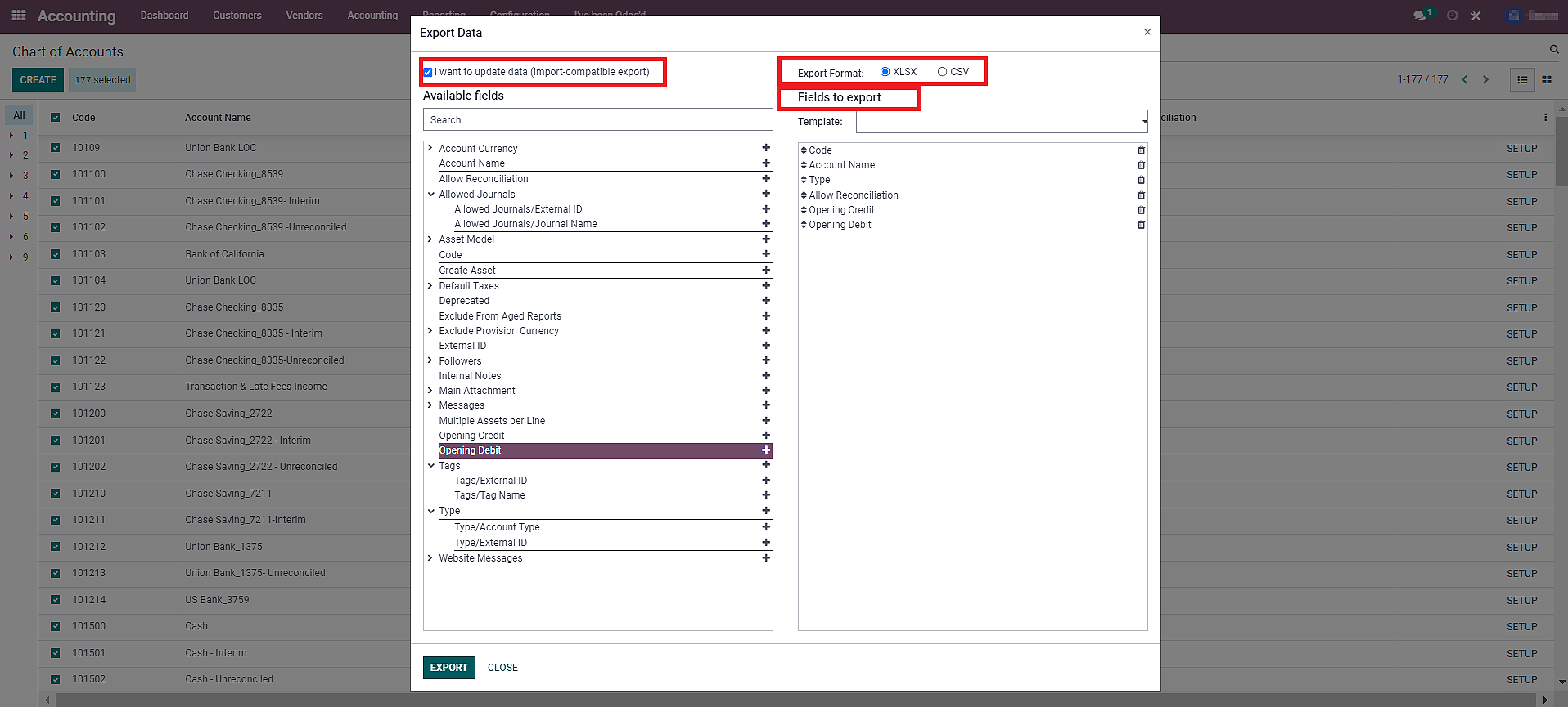 chart of accounts odoo You will see the information on the “Export Data” on the next screen.