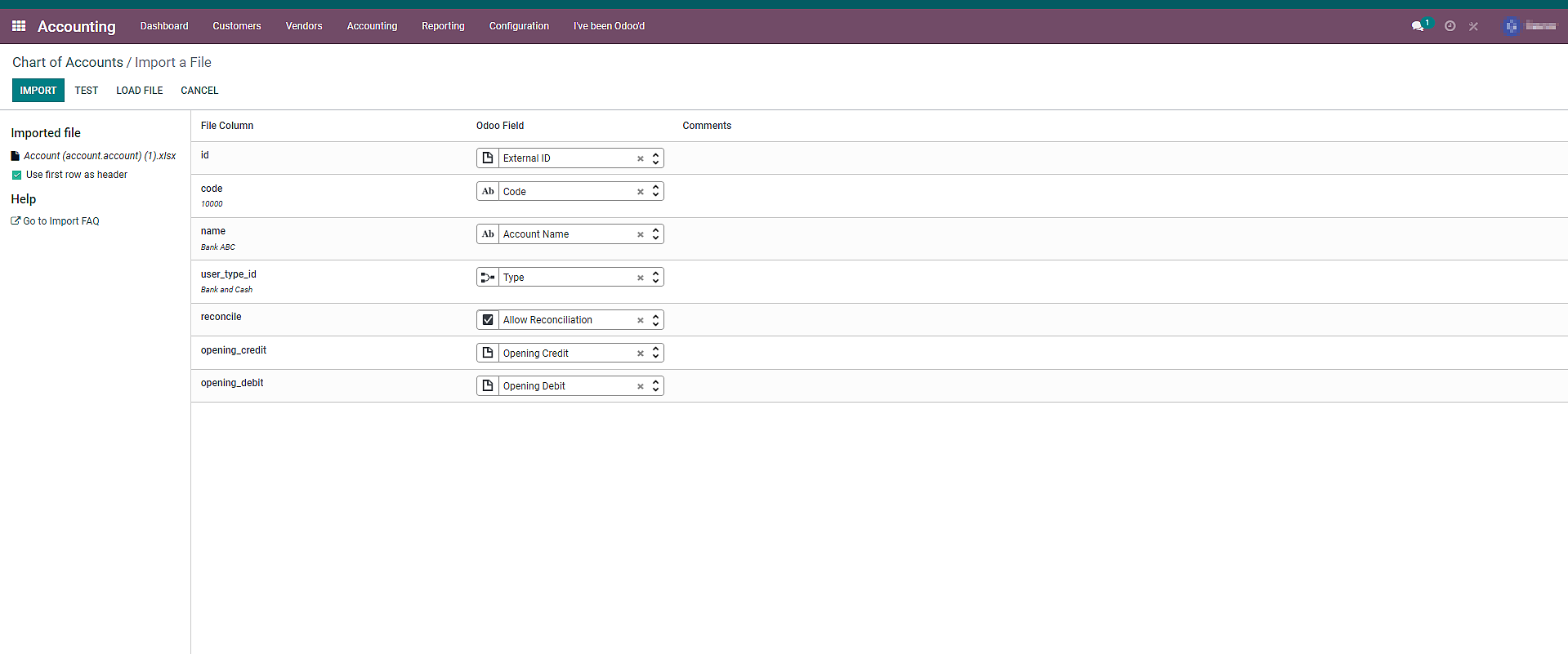 Everything Seems valid chart of accounts odoo