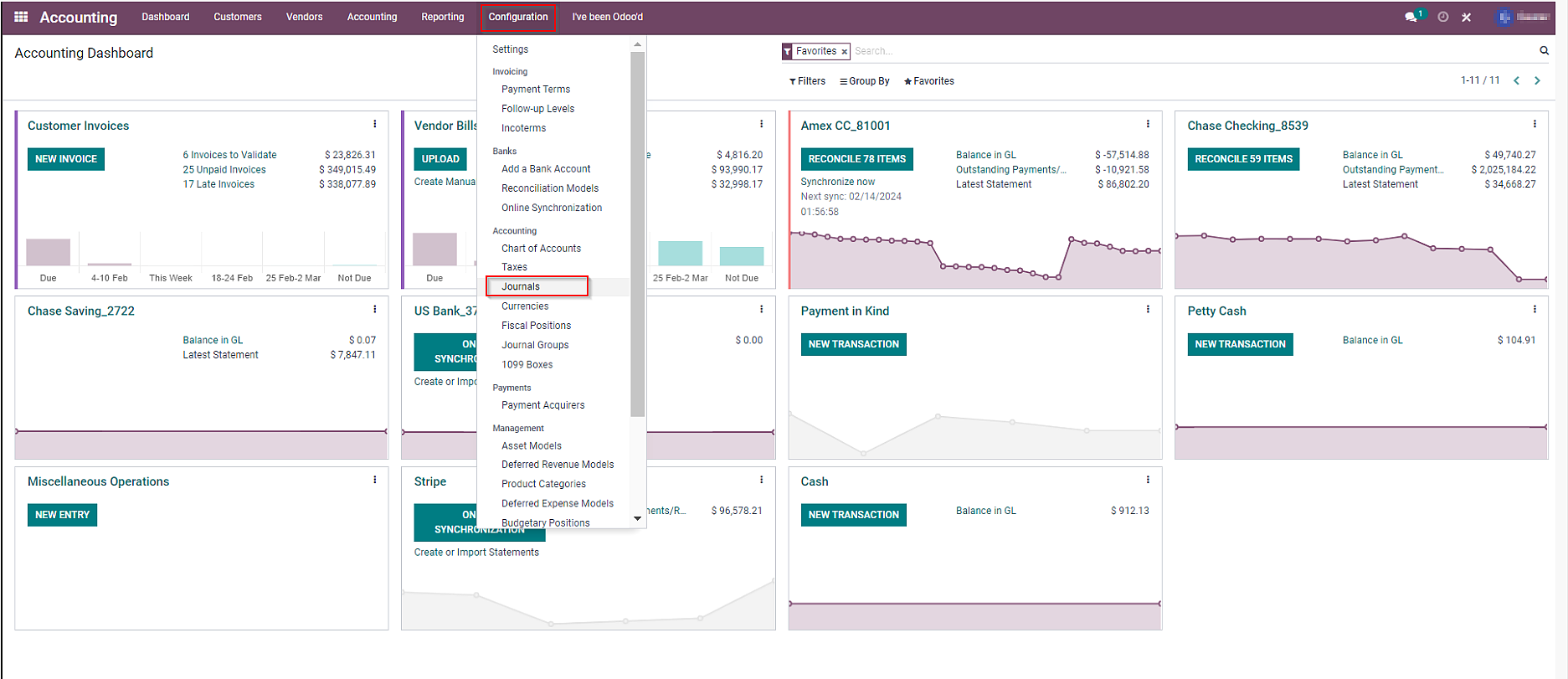chart of accounts odoo Navigate to “Journals” by selecting it from the drop-down menu of “Accounting”