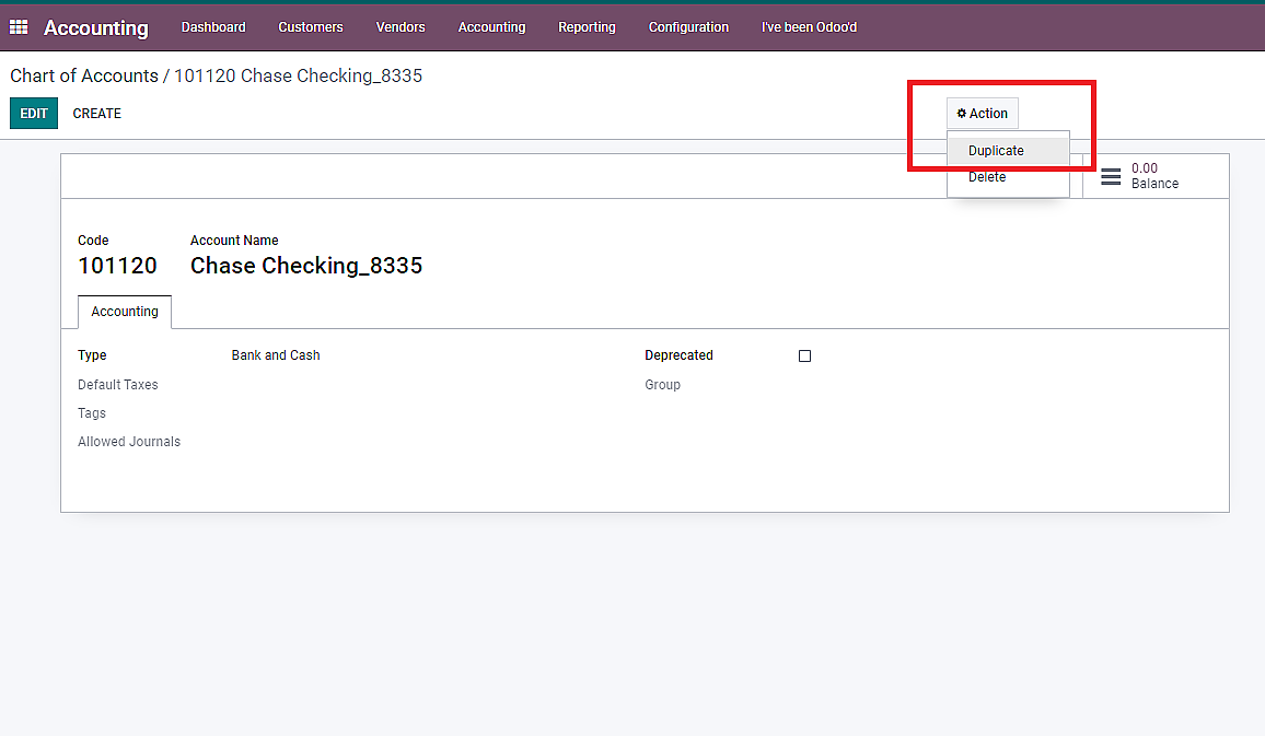 chart of accounts odoo Then, click on “Action” and then “Duplicate”.
