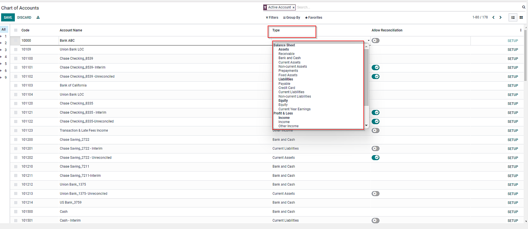 chart of accounts odoo From the drop-down list, select the corresponding account type.
