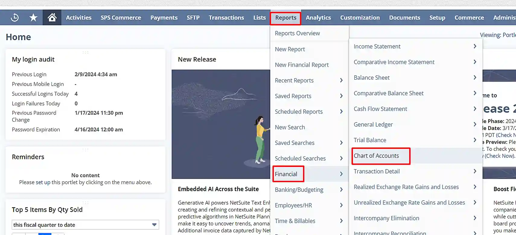 netsuite suitesuccess implementation Chart of Accounts