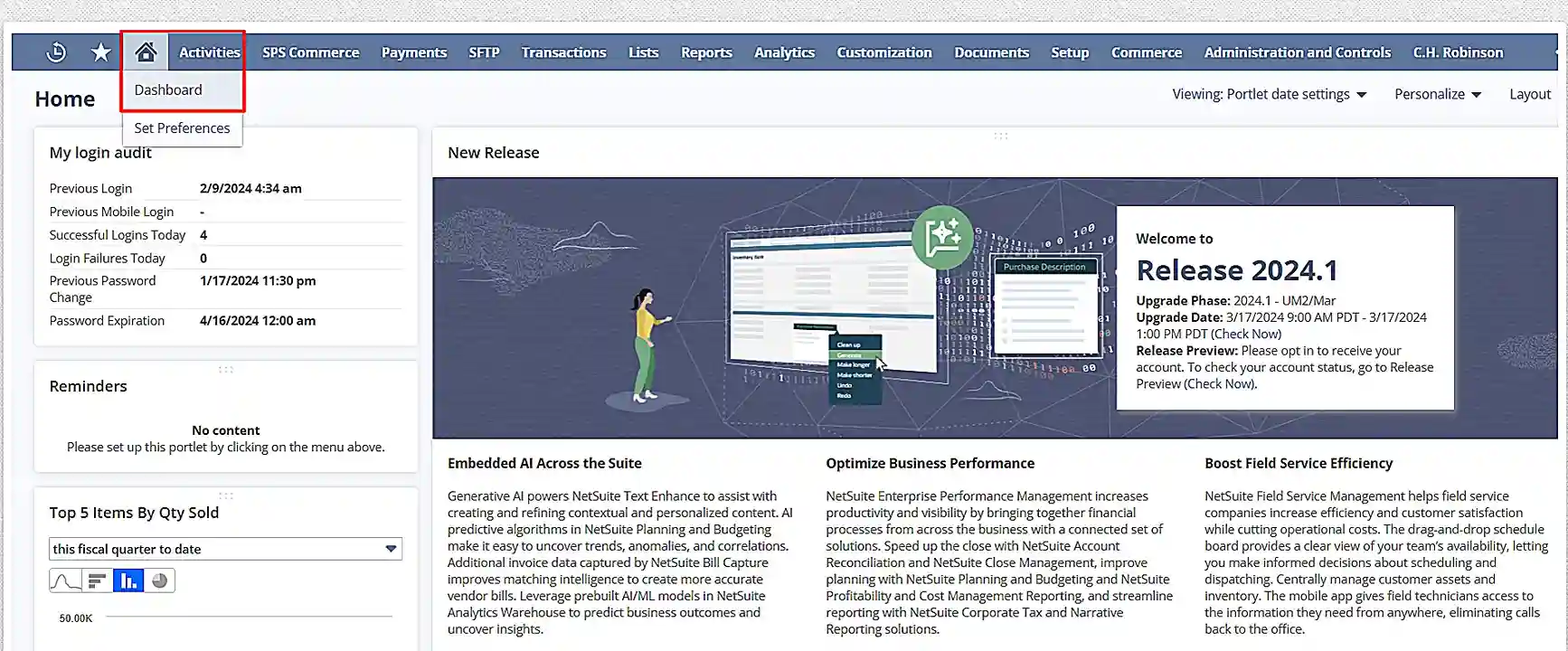 netsuite suitesuccess implementation Dashboards