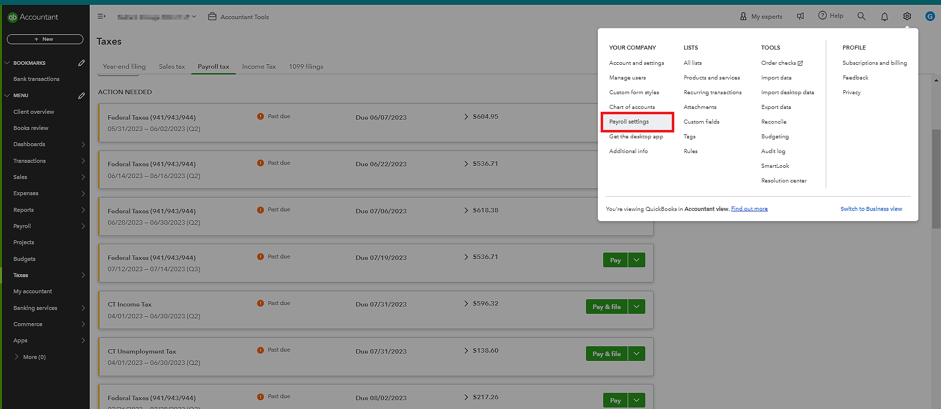 Payroll Settings