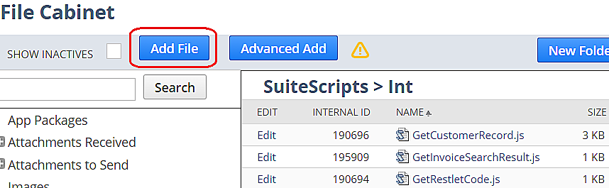 Select Folder to Add Script-NetSuite Salesforce Integration
