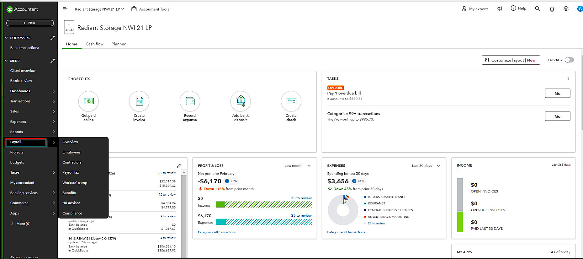 Navigating to QuickBooks Payroll