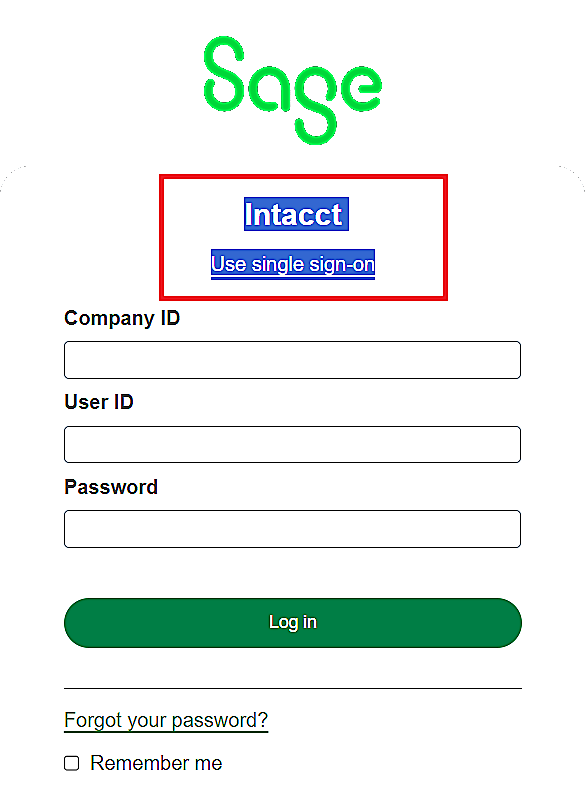 log in Sage Intacct