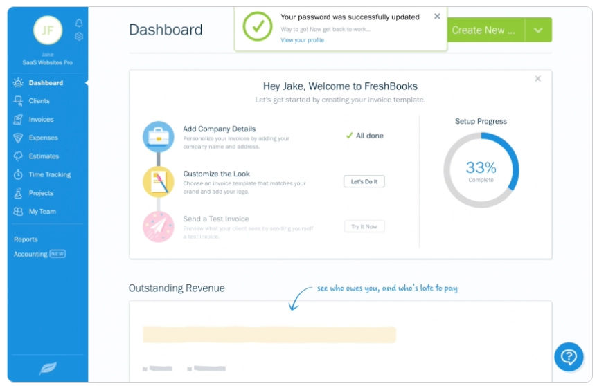 FreshBooks Dashboard