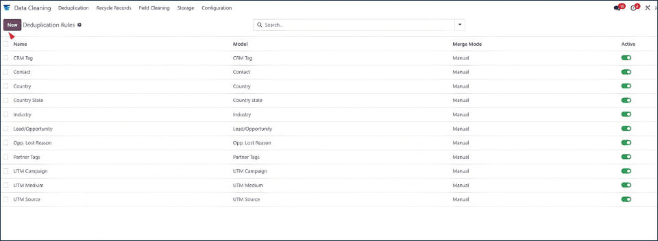 Odoo displays default rules