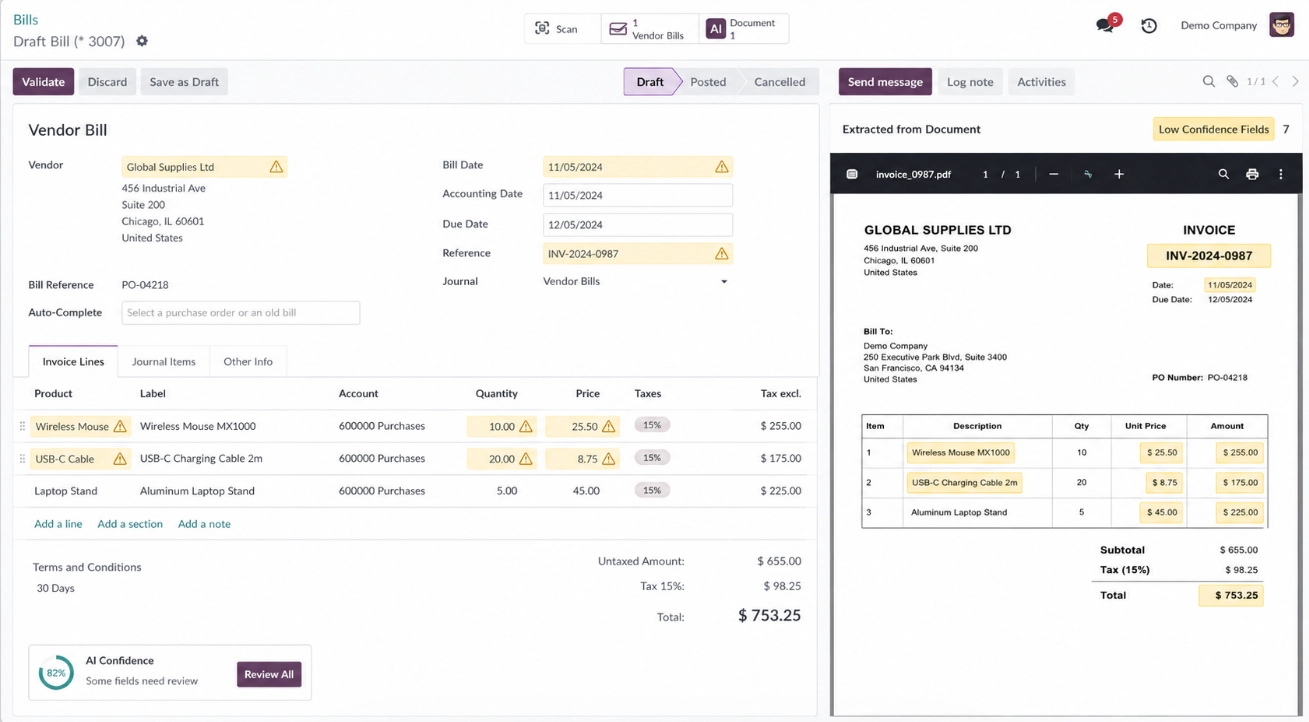 Odoo Invoice Automation