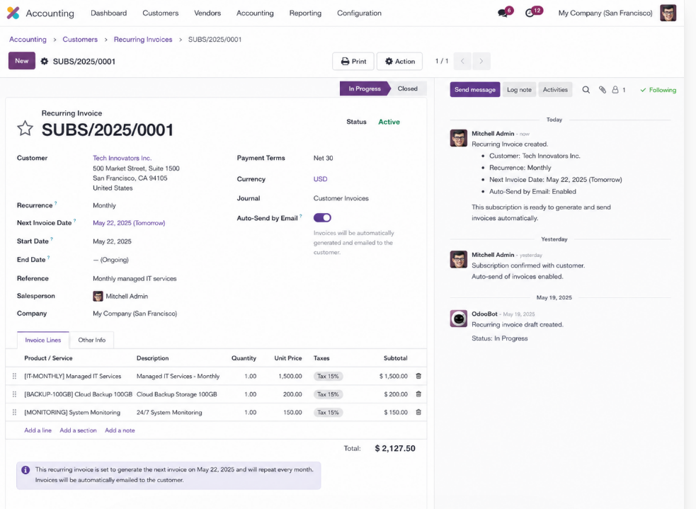 Odoo Invoice Automation