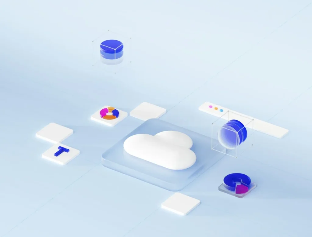 Cloud icon with floating data charts representing automated AP and AR processing in NetSuite