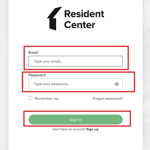 Buildium’s Resident Centre sign in page